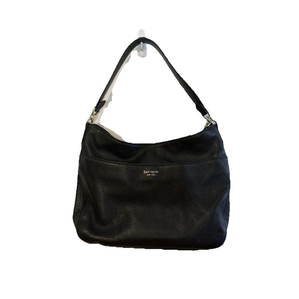 Kate Spade New York Black Pebbled Leather Shoulder Bag Polly Medium Crossbody - Picture 3 of 16